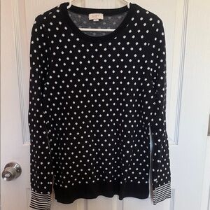 LOFT Black and White Polka Dot Sweater